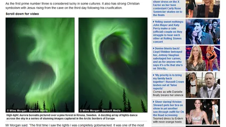 Fenomen spectaculos: Aurora boreală în forma cifrei trei, pe cerul Suediei FOTO