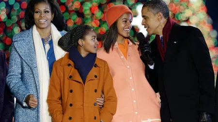 La Casa Albă, familia Obama a aprins luminile în bradul de Crăciun GALERIE FOTO, VIDEO