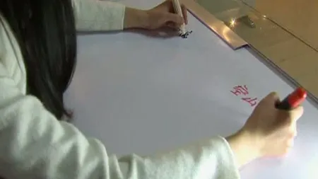 Fata care scrie cu ambele mâini în acelaşi timp, în limbi diferite VIDEO