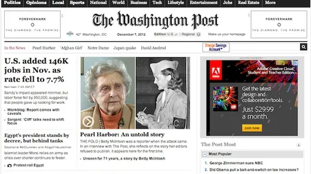 Ediţia online a Washington Post, disponibilă doar pe bani. Vezi cât va costa abonamentul