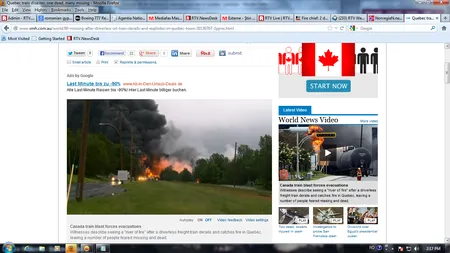 Trenul ucigaş: 80 de dispăruţi în explozia ce a distrus centrul unui oraş din Canada VIDEO