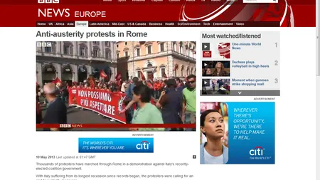 Mii de italieni au protestat la Roma faţă de măsurile de austeritate