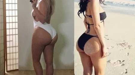 Kelly Brook vrea să o DETRONEZE pe Kim Kardashian la cel mai sexy posterior. Cum arată una lângă alta FOTO