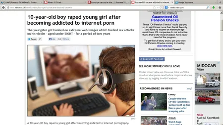 INCREDIBIL. La 10 ani a violat o fetiţă, după ce a devenit dependent de pornografie online