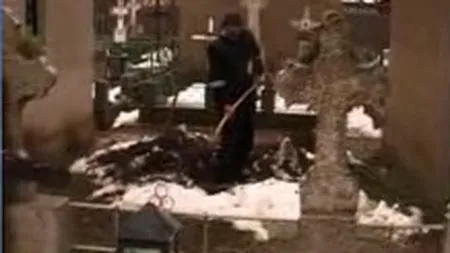 Situaţie MACABRĂ în Hunedoara. Angajaţii unei termocentrale sapă într-un cimitir, printre morminte. Află de ce