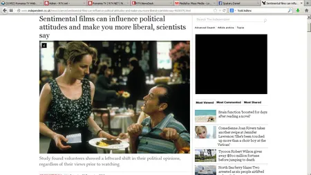 Studiu cu rezultat surprinzător: Filmele sentimentale influenţează opiniile politice ale oamenilor