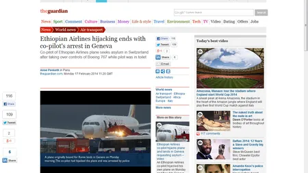 Pasageri ROMÂNI, la bordul AVIONULUI etiopian DETURNAT