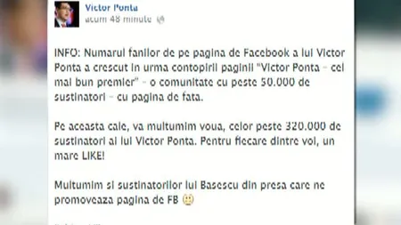 Victor Ponta, mai popular decât Băsescu pe Facebook