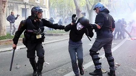 Manifestaţie la Roma împotriva guvernului, mai multe persoane rănite