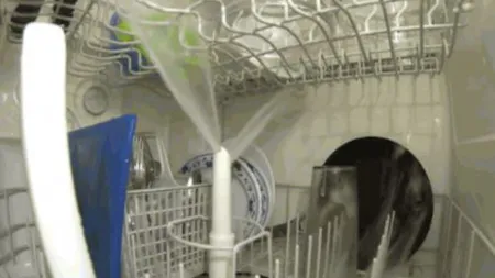 Ce se întâmplă într-o maşină de spălat vase după ce a fost pornită VIDEO