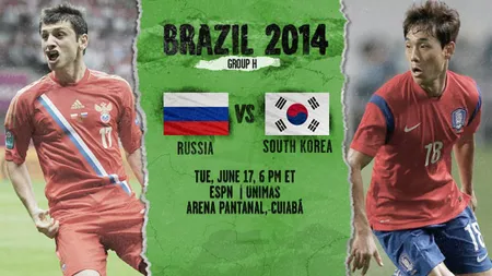 RUSIA VS COREEA DE SUD: LIVE VIDEO de la meciul care se vede în reluare şi în Coreea de Nord
