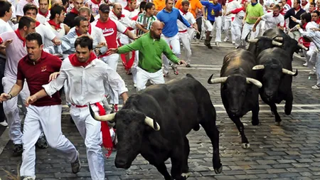 FIESTA începe sângeros: Cinci oameni au fost răniţi de tauri la tradiţionala sărbătoare San Fermin VIDEO