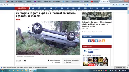 Accident STUPID pe DN1. Un şofer s-a răsturnat cu maşina după ce a vrut să închidă portiera în mers