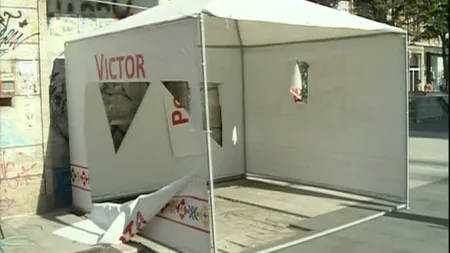 Cort electoral, vandalizat în centrul Capitalei VIDEO