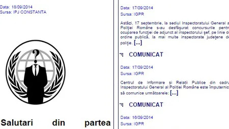 Anonymous a spart site-ul Poliţiei Române pe ritmuri de hip-hop