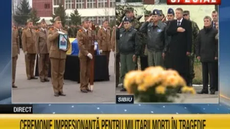 Ceremonie impresionantă pentru victimele accidentului aviatic din Sibiu. Iohannis, prezent la eveniment