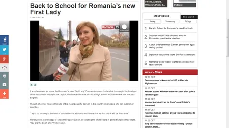 EURONEWS despre Carmen Iohannis: Primă Doamnă a României, înapoi, la şcoală GALERIE FOTO