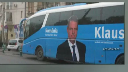 Klaus Iohannis cară oamenii cu autocarul la miting VIDEO