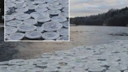 Fenomen rar pe un lac britanic: Gheaţă în formă de clatită FOTO