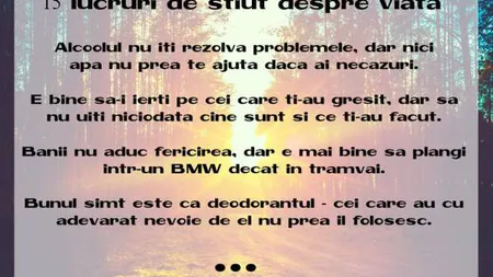 15 lucruri pe care oamenii deştepţi le ştiu despre viaţă