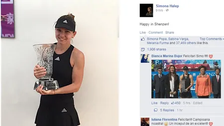 SIMONA HALEP, fotografia cu 40.000 de like-uri după finala de la Shenzen