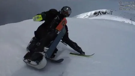 O nouă invenţie pe pârtiile de schi. Cea mai trăsnită distracţie pe zăpadă VIDEO