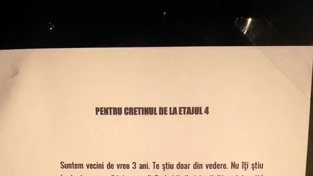 Mesajul ACID lăsat de locatarul unui bloc 