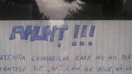 Anunţ AMUZANT postat de un OM în scara blocului: În atenţia locatarilor care nu au plătit restanţele FOTO