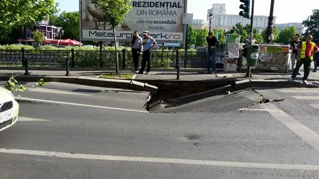 Traficul rutier, DEVIAT în zona Pod Izvor din Capitală după ce asfaltul s-a surpat
