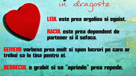 Horoscop: Ce greşeli fac zodiile în dragoste