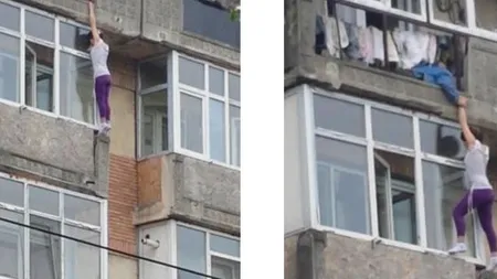 Femeie căzută de la balcon, operaţiune de salvare contracronometru. Scene TERIBILE filmate cu telefonul