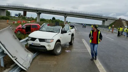 Accident cu ŞAPTE RĂNIŢI pe şantierul autostrăzii A1 Arad-Pecica FOTO
