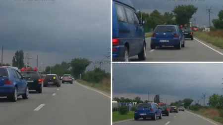 Inconştienţi şi periculoşi. Alai de nuntă în zig-zag pe o şosea din Arad. VIDEO