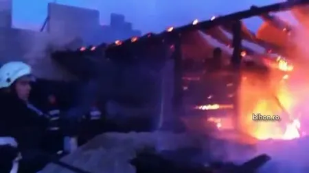 Gospodărie distrusă de un incendiu devastator în Bihor VIDEO