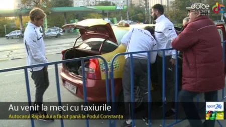 Halucinant. Jucătorii Rapidului au ajuns la meci în duba Jandarmeriei şi cu taxiurile VIDEO