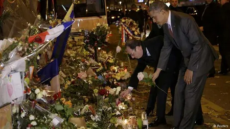 Hollande şi Obama s-au recules la Bataclan. Au adus omagiu celor 90 de victime ale atacurilor jihadiste din Franţa