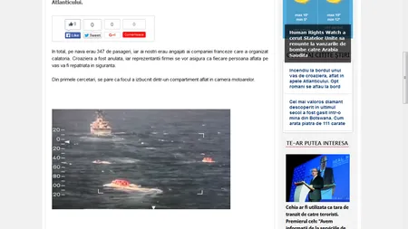 Incendiu în Atlantic, pe un vas de croazieră. Opt români se aflau la bordul navei VIDEO