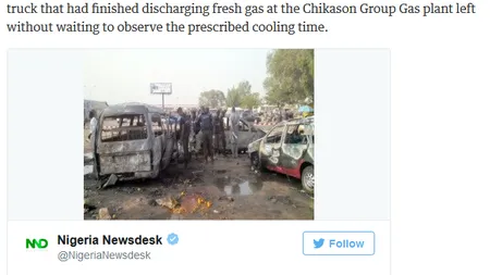 EXPLOZIE la o uzină de gaz din Nigeria. Cel puţin 100 de MORŢI