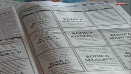 Sute de anunţuri de condoleanţe pentru soţia şefului notarilor au apărut în ziarele de vineri VIDEO