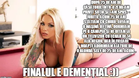 BANCUL ZILEI: Soţul şi soţia, după 25 de ani...