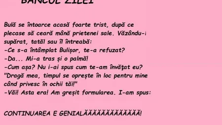 Bancul zilei. Bula si iubita