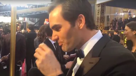 OSCAR 2016. Roger Federer a băut tequilla pe covorul roşu. Elveţianul aproape s-a sufocat VIDEO