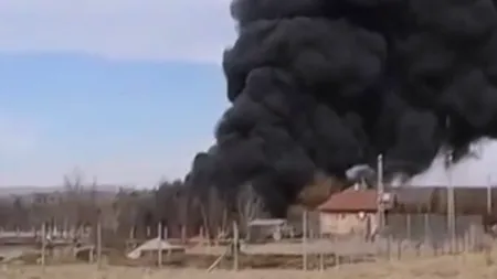 Incendiu PUTERNIC în Valea Călugărească. Sute de pubele ecologice au fost mistuite de flăcări VIDEO