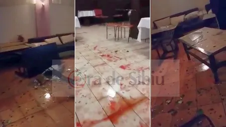 BĂTAIE CA ÎN FILME la Avrig. ŞAPTE PERSOANE ÎNJUNGHIATE într-un restaurant VIDEO