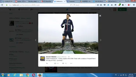 Turnul Eiffel i-a răspuns lui Ibrahimovic. Fotbalistul a fost pus la punct