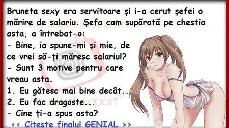 Bancul zilei: Bruneta sexy vrea o mărire de salariu - 