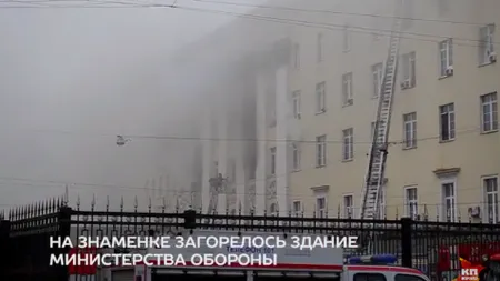 ALERTĂ la Moscova. Incendiu la sediul Ministerului Apărării VIDEO