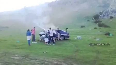 Distracţie criminală la grătar, maşină în flăcări