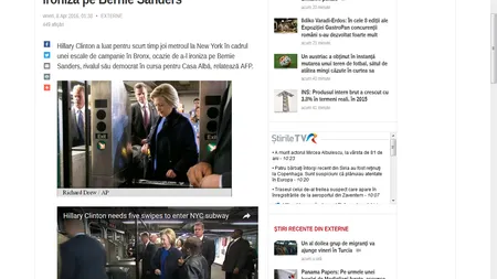 Alegeri primare SUA: Cum l-a ironizat Hillary Clinton pe adversarul ei, Bernie Sanders FOTO şi VIDEO