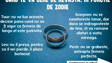 Horoscop: Când are de gând partenerul să te ceară de nevastă în funcţie de zodie